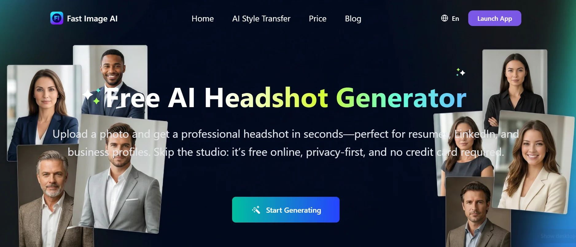 Fast Image AI Free AI Headshot Generator for Professional Profile Photos